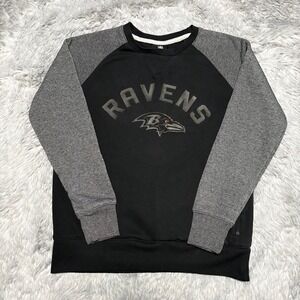 NFL Team Baltimore Ravens Pullover Sweatshirt Black Gray Unisex Youth Medium